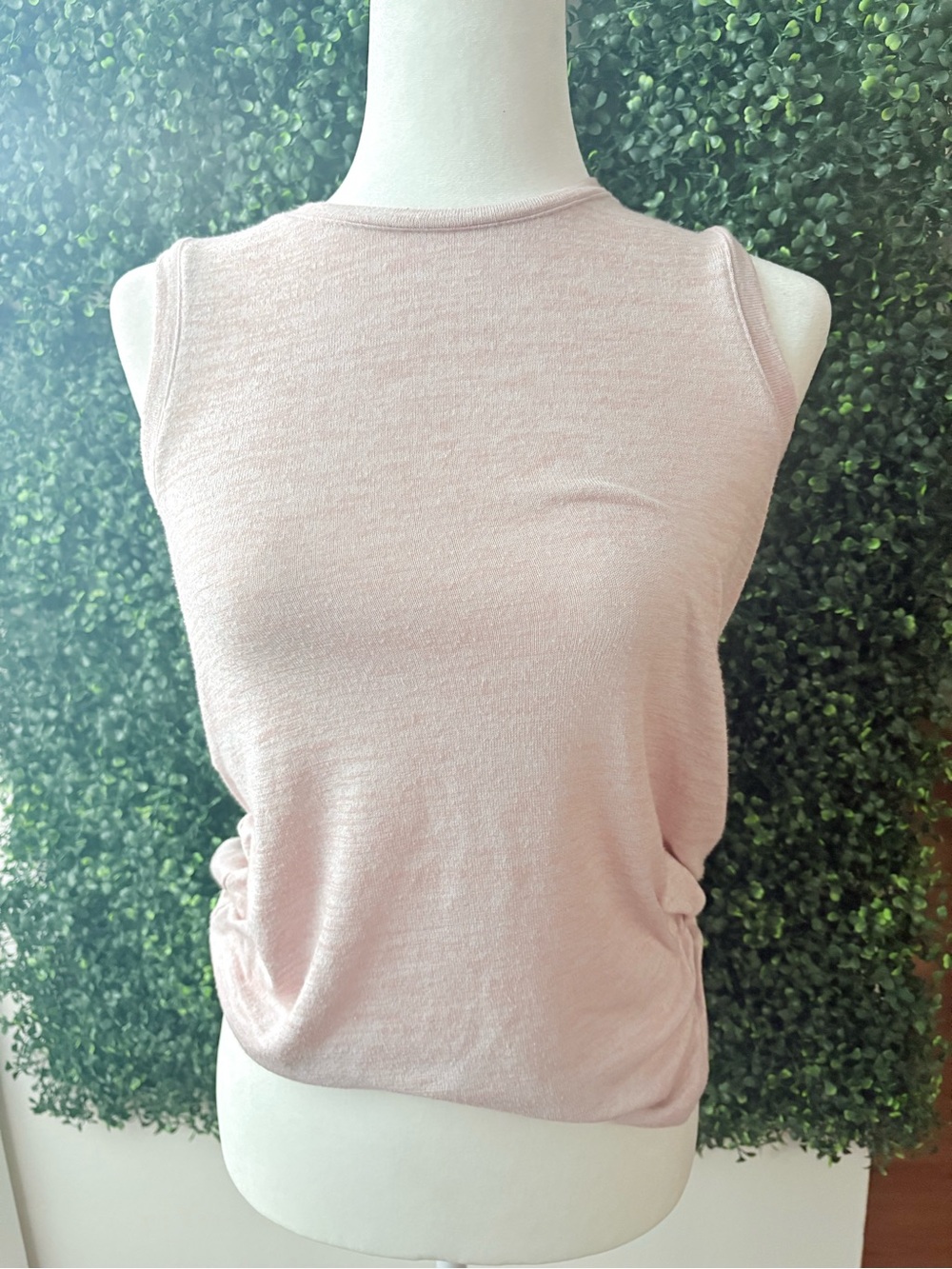 Sleeveless Light Pink Knit Tank Top